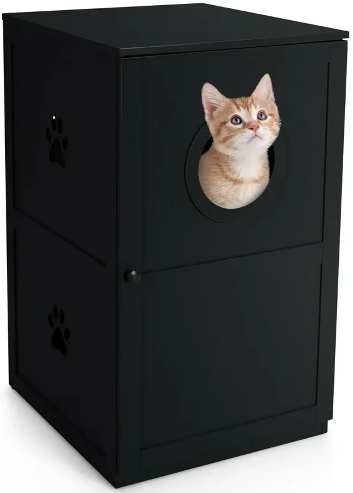 2-tier Litter Hidden Cat House With Anti-toppling Device