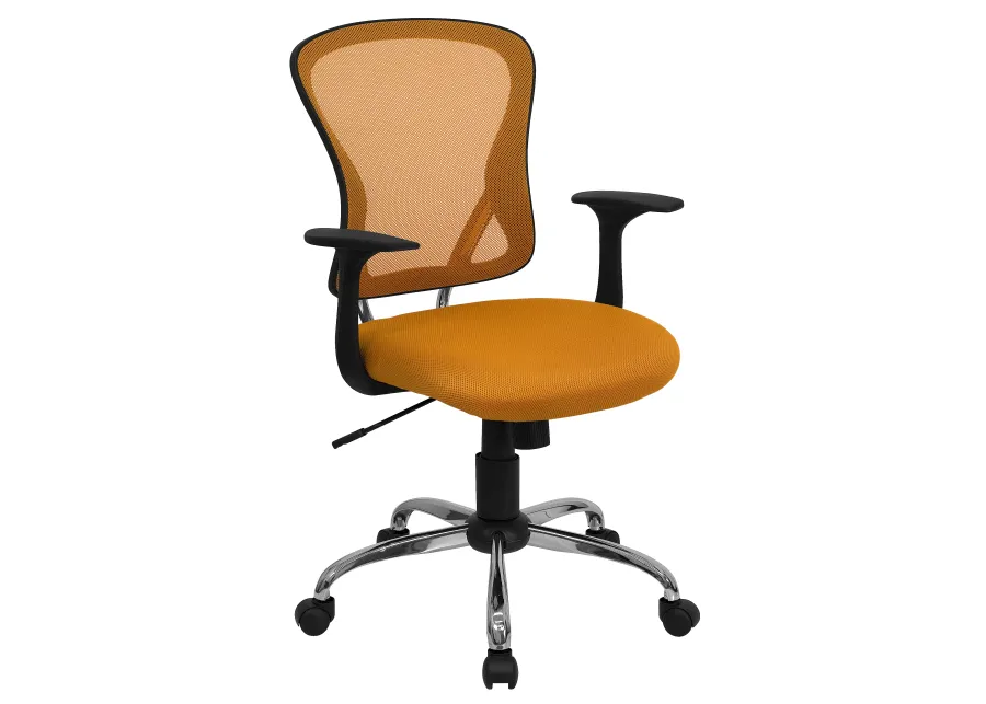 Alfred Mid-Back Blue Mesh Swivel Task Office Chair with Chrome Base and Arms