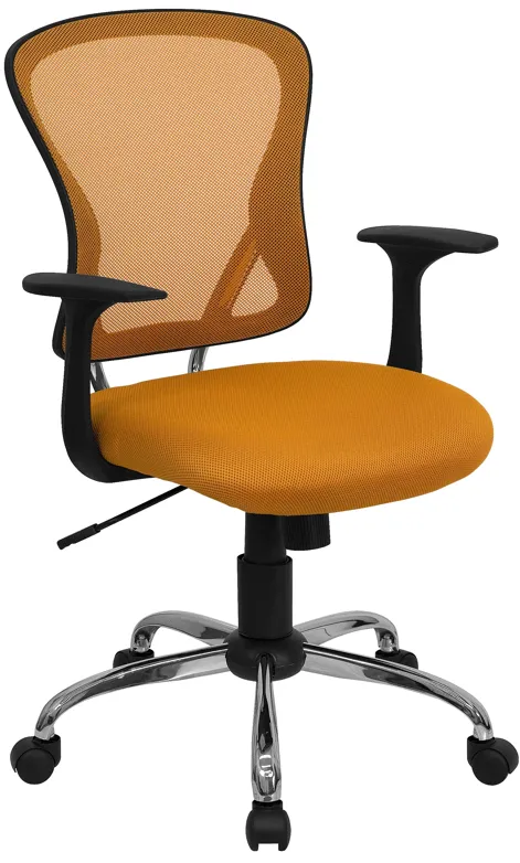 Alfred Mid-Back Blue Mesh Swivel Task Office Chair with Chrome Base and Arms