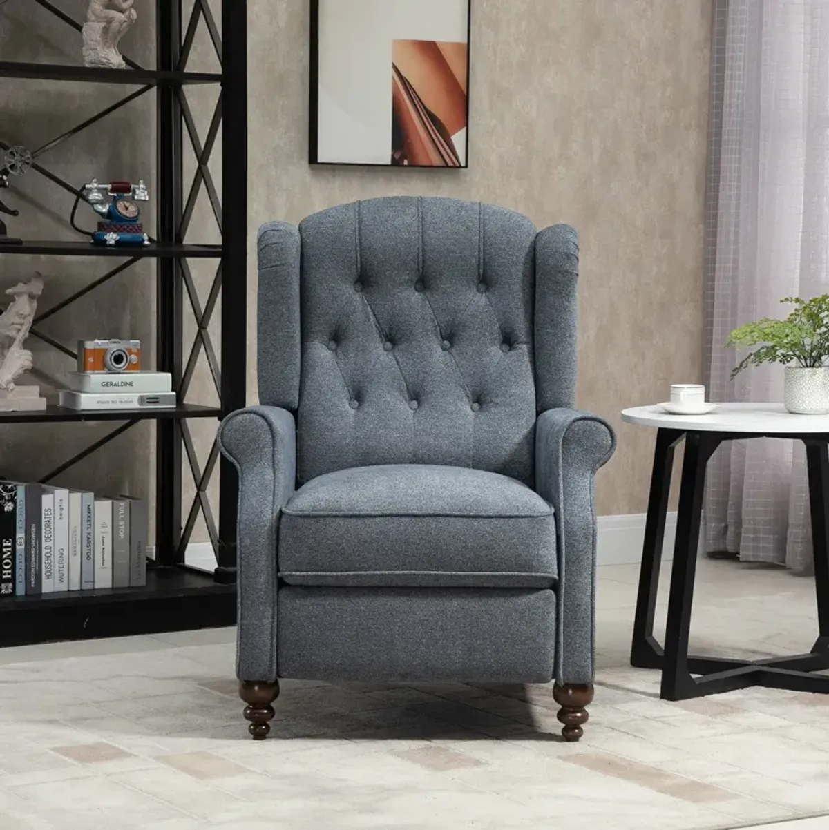 MONDAWE Elegant Nailhead Tufted Recliner Push Back Accent Chair with Rubber Wooden Legs