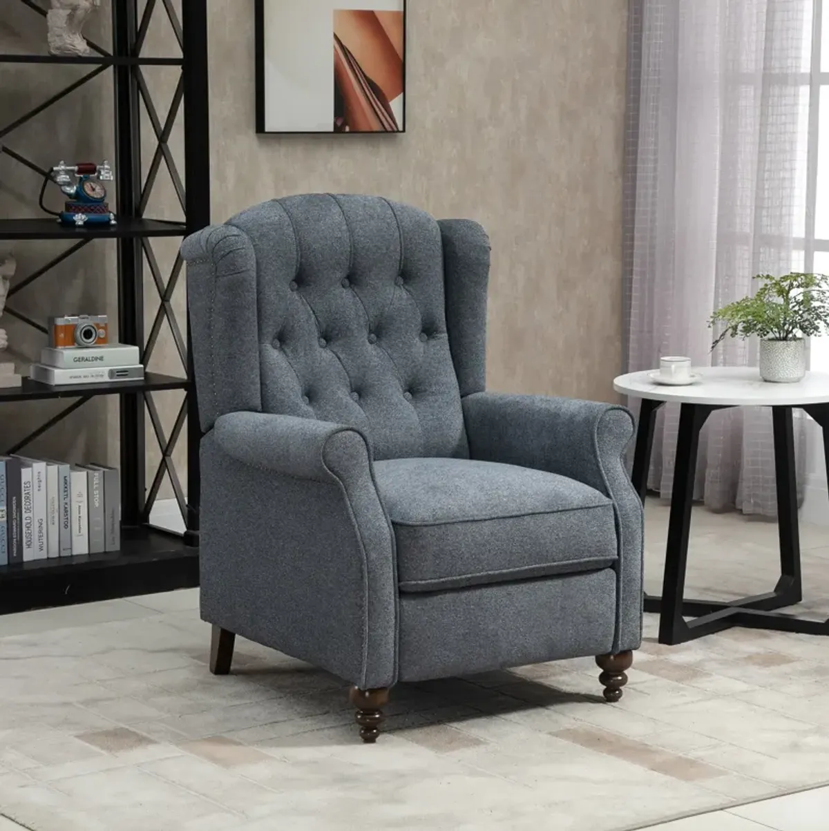 MONDAWE Elegant Nailhead Tufted Recliner Push Back Accent Chair with Rubber Wooden Legs