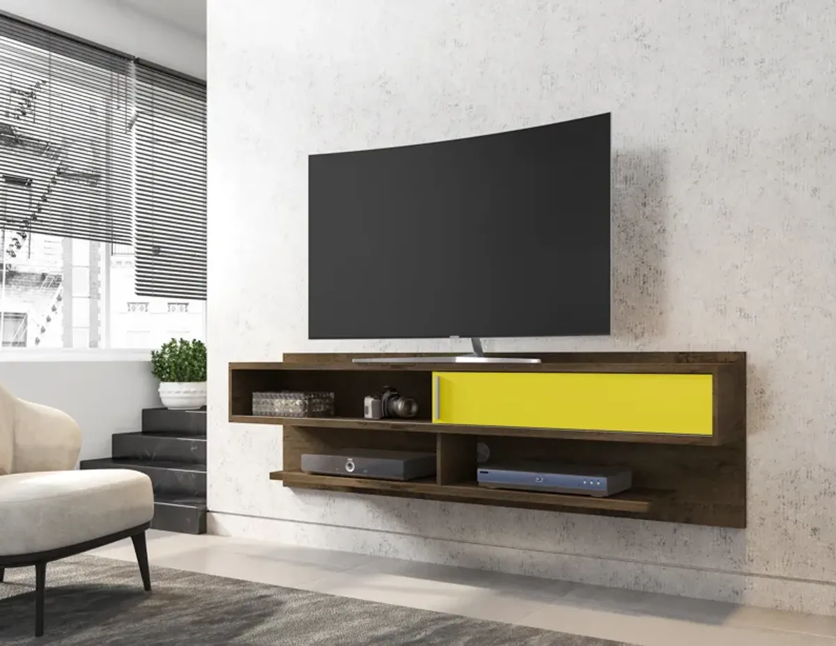 Astor Brown and Yellow Floating Entertainment Center