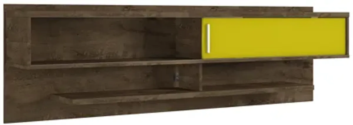 Astor Brown and Yellow Floating Entertainment Center