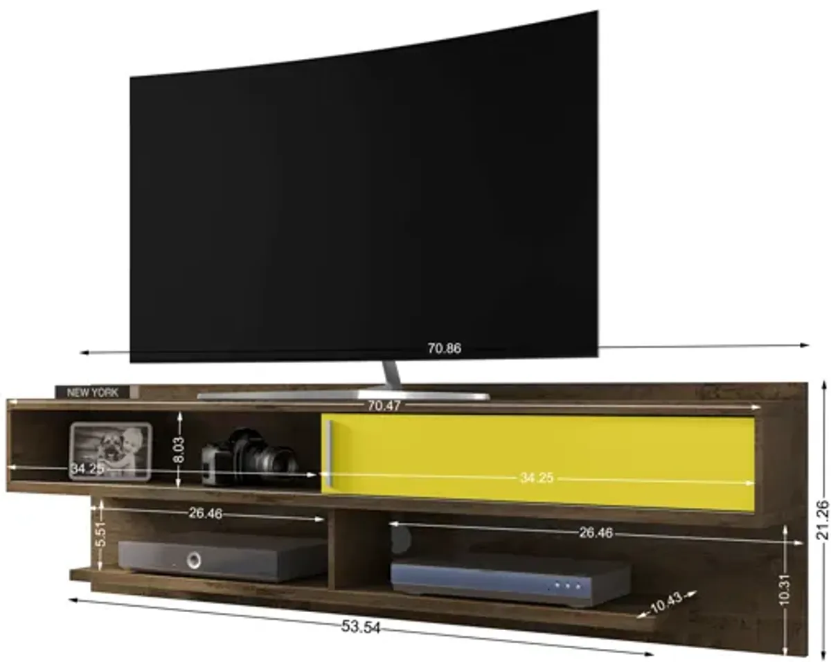 Astor Brown and Yellow Floating Entertainment Center