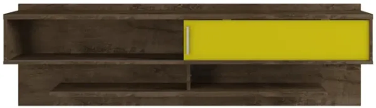 Astor Brown and Yellow Floating Entertainment Center
