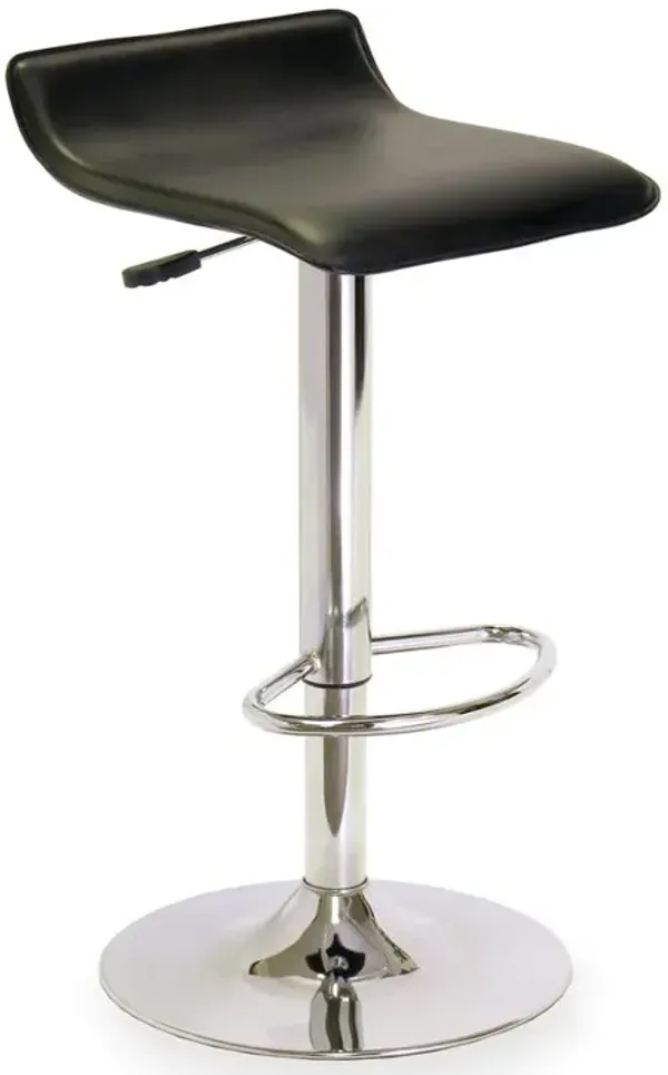 Single Airlift Swivel Stool with Black Faux Leather Seat