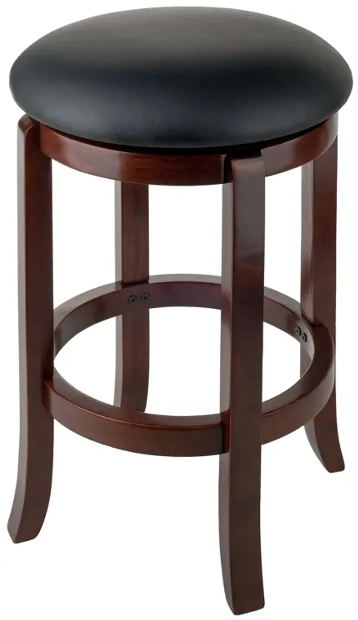 Walcott Cushion Swivel Seat Counter Stool, Black and Walnut