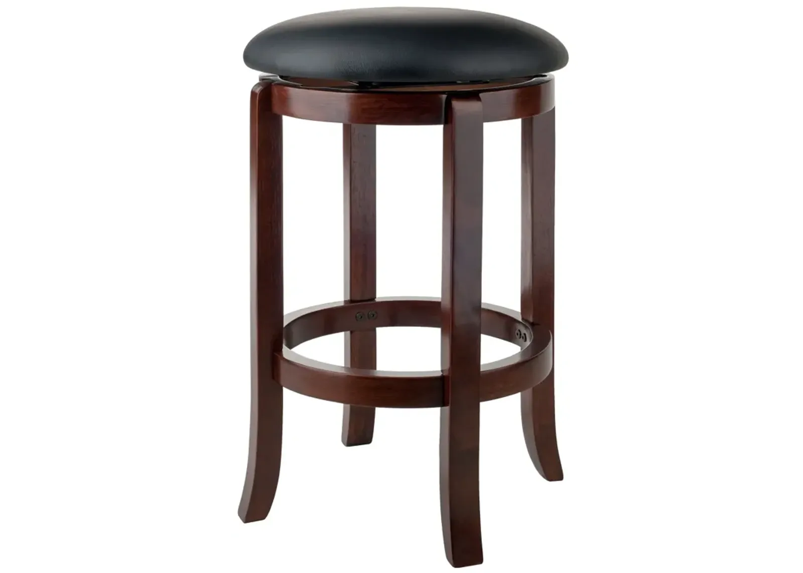 Walcott Cushion Swivel Seat Counter Stool, Black and Walnut