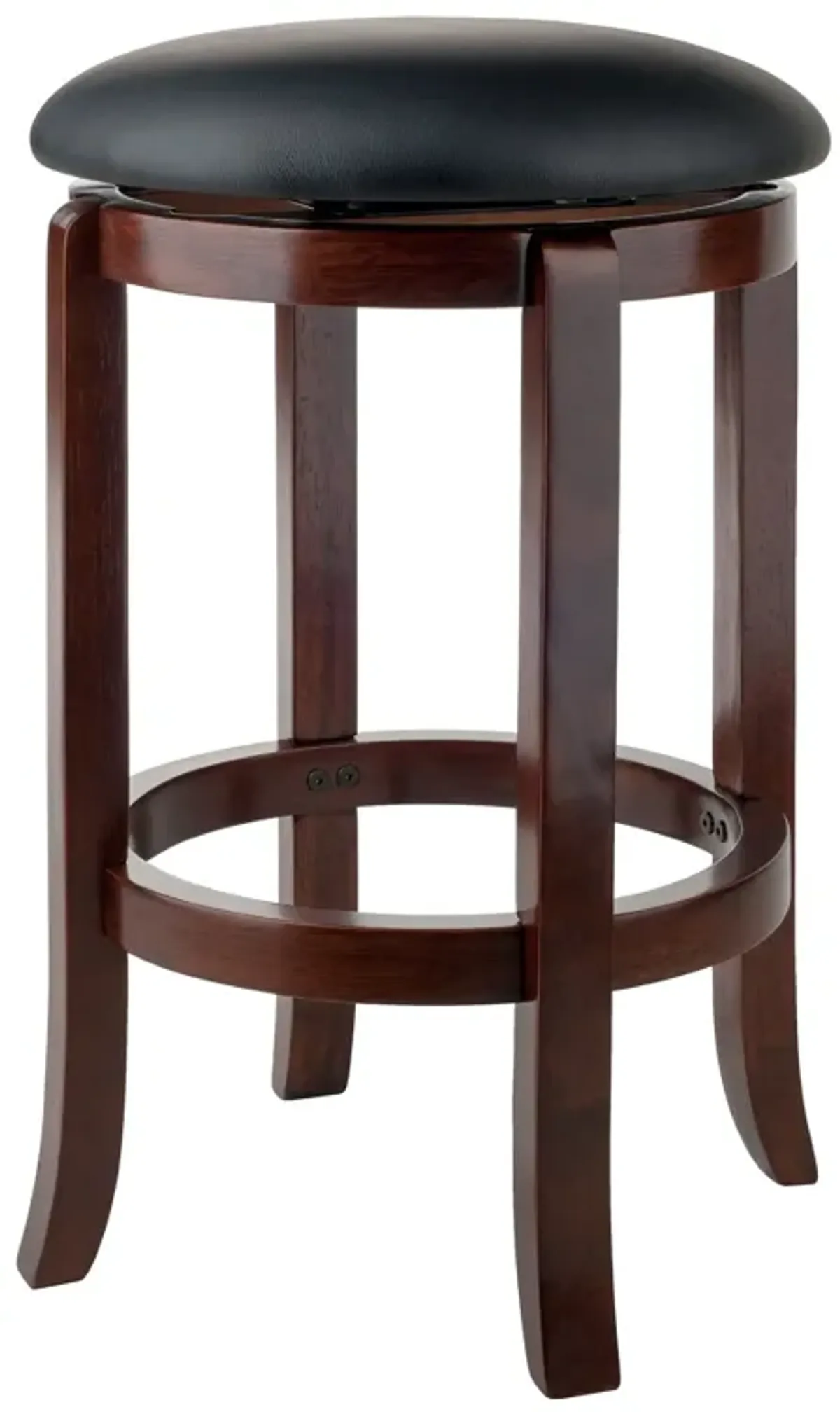 Walcott Cushion Swivel Seat Counter Stool, Black and Walnut