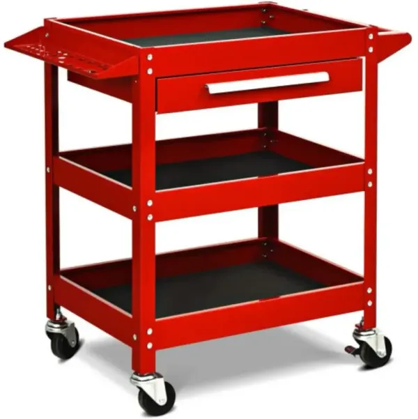 Rolling Tool Cart Mechanic Cabinet Storage ToolBox Organizer with Drawer-Red