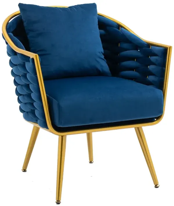Velvet Accent Chair Modern Upholstered Armchair Tufted Chair With Metal Frame, Single Leisure