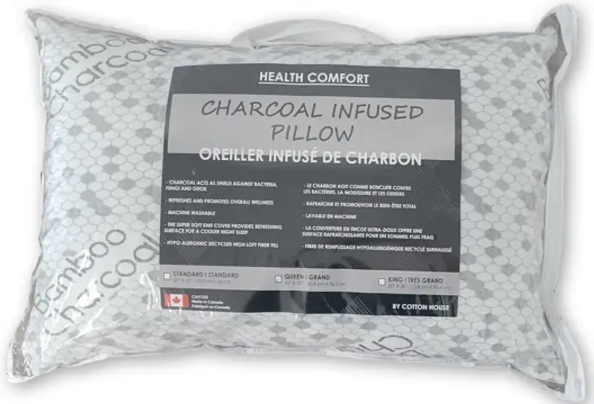 Cotton House - Charcoal Infused Pillow, Hypoallergenic, Queen Size