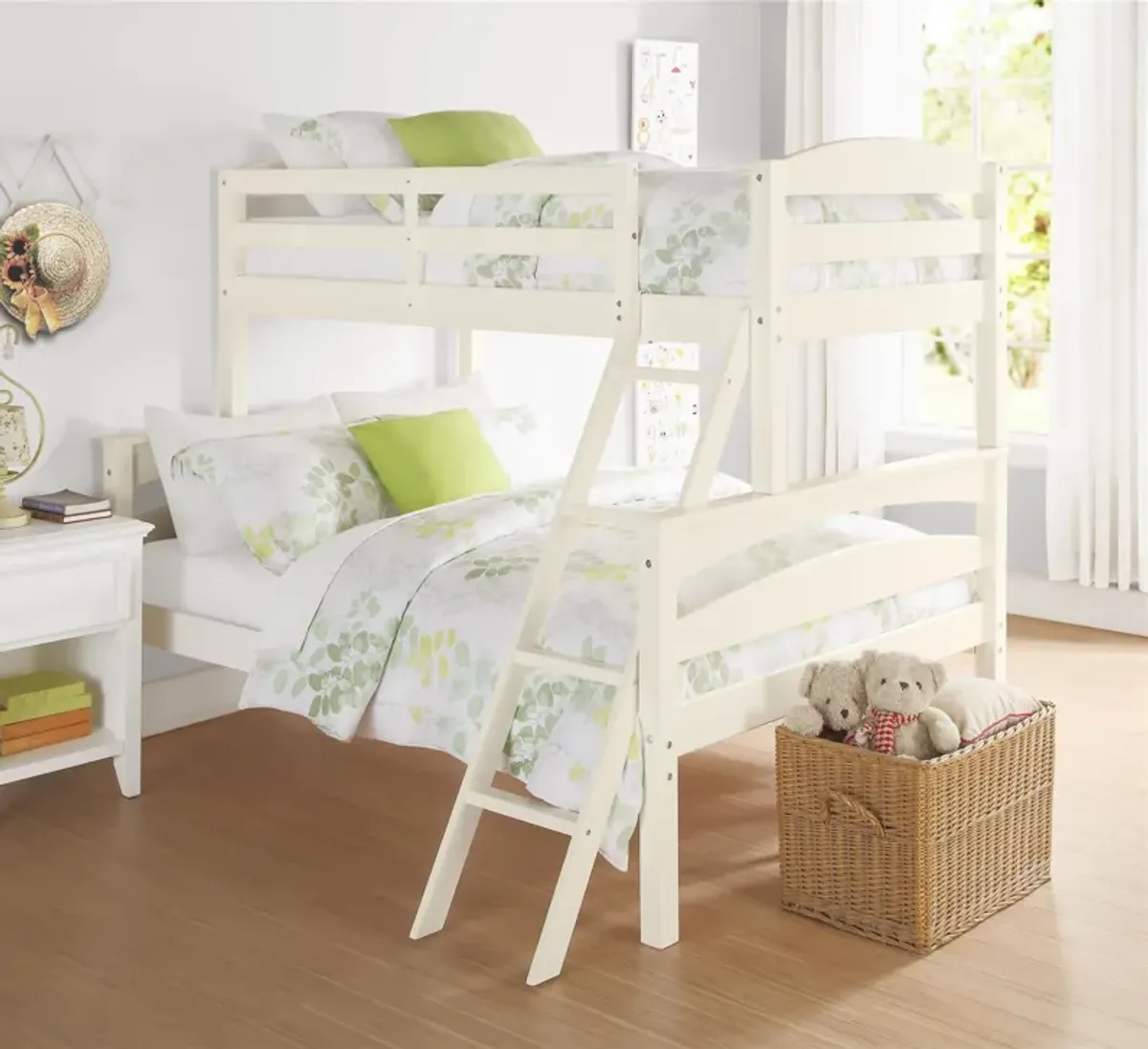 DHP Brady Twin over Full Wood Bunk Bed Frame for Kids, White