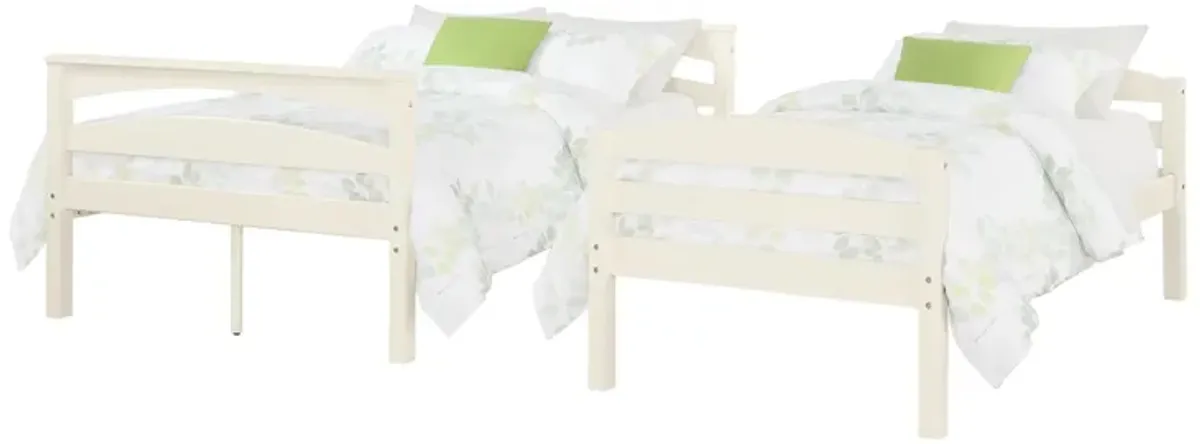 DHP Brady Twin over Full Wood Bunk Bed Frame for Kids, White