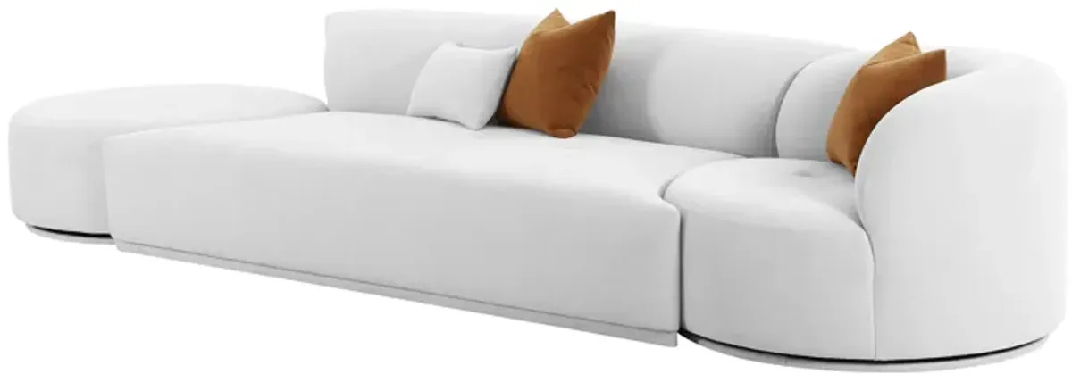 Fickle Grey Velvet 3-Piece Chaise Modular Sofa