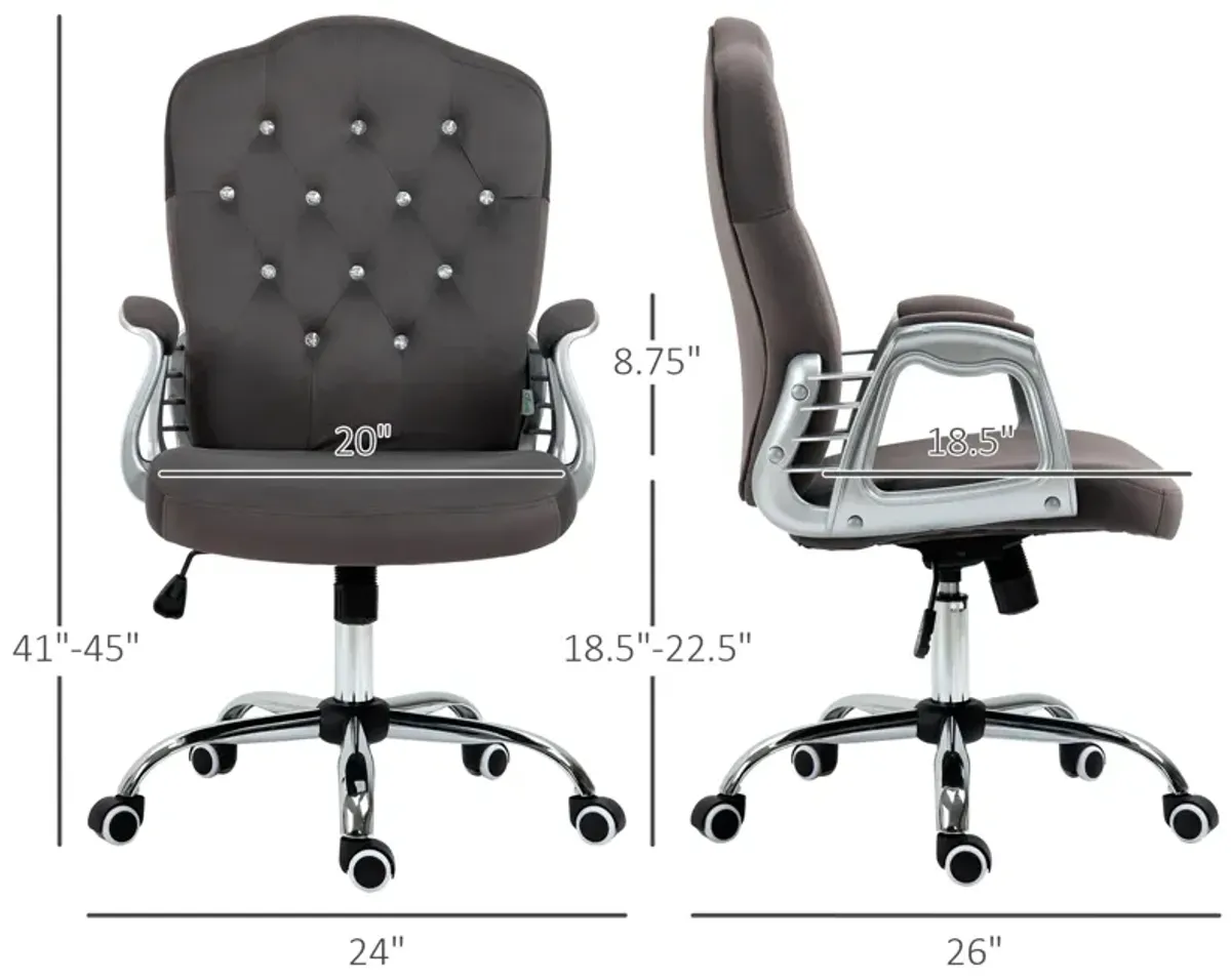 Velvet Office Chair Desk Chair with 360 Degree Swivel Wheels Adjustable Height Tilt Function