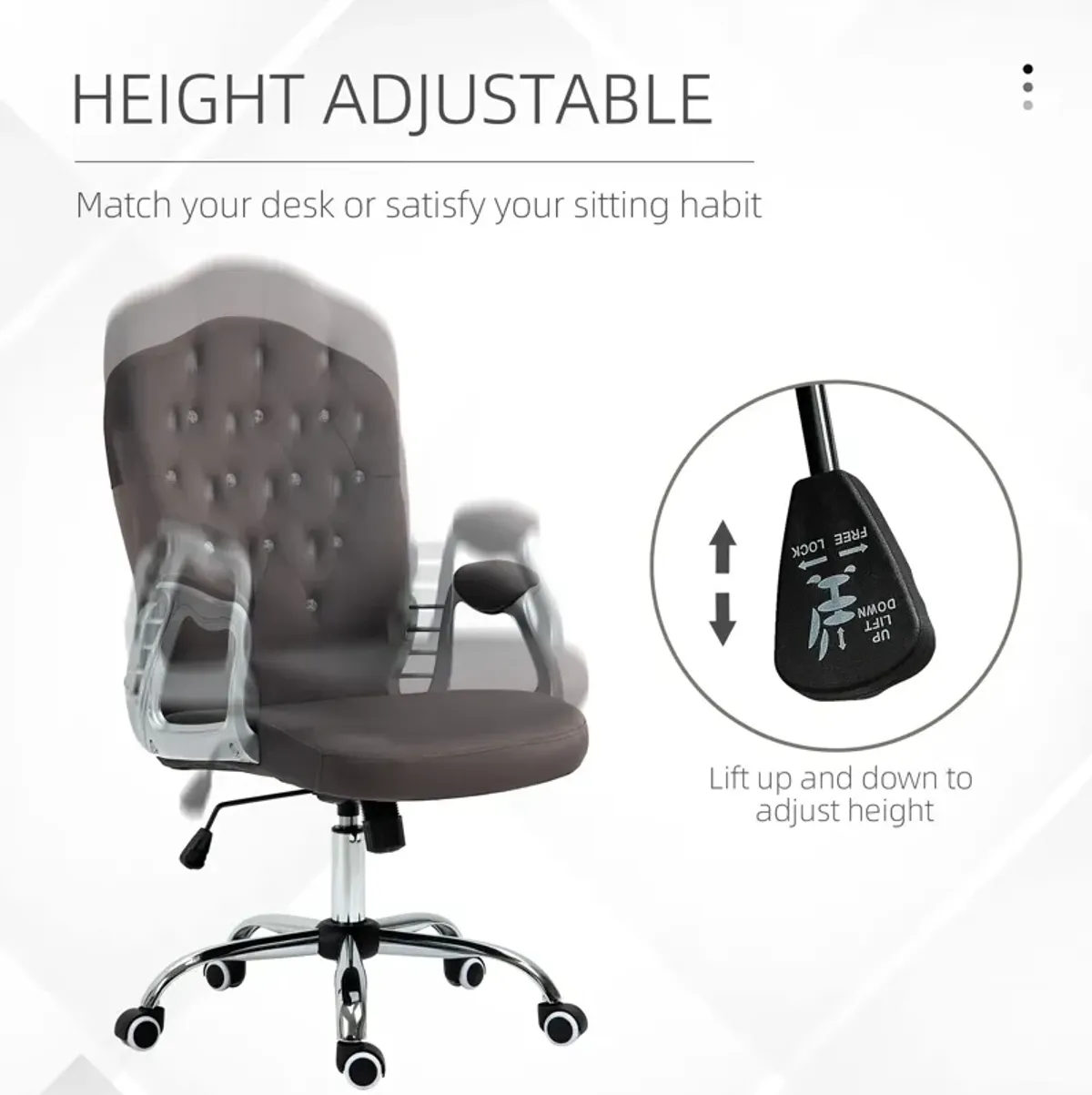 Velvet Office Chair Desk Chair with 360 Degree Swivel Wheels Adjustable Height Tilt Function