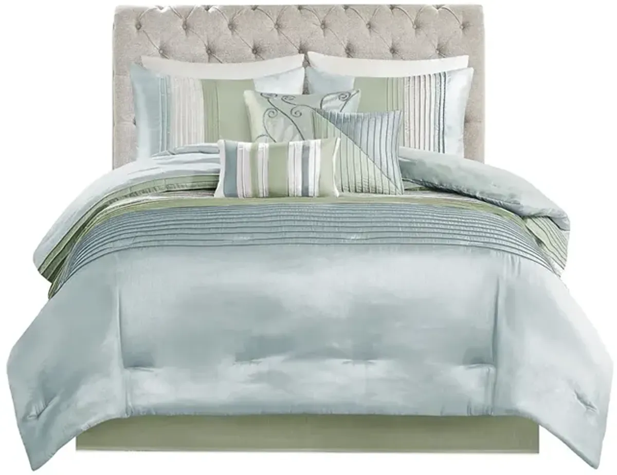 Gracie Mills Nixon 7-Piece Contemporary Striped Comforter Set