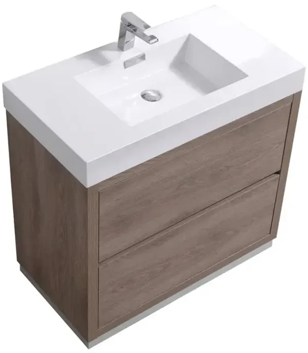 Kubebath Bliss 40 Butternut Free Standing Modern Bathroom Vanity