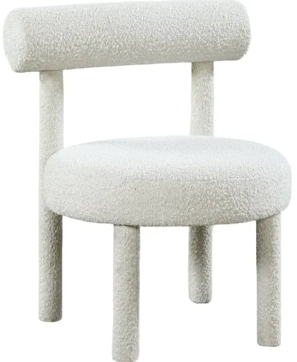 Meridian Furniture Parlor Cream Boucle Fabric Accent Chair