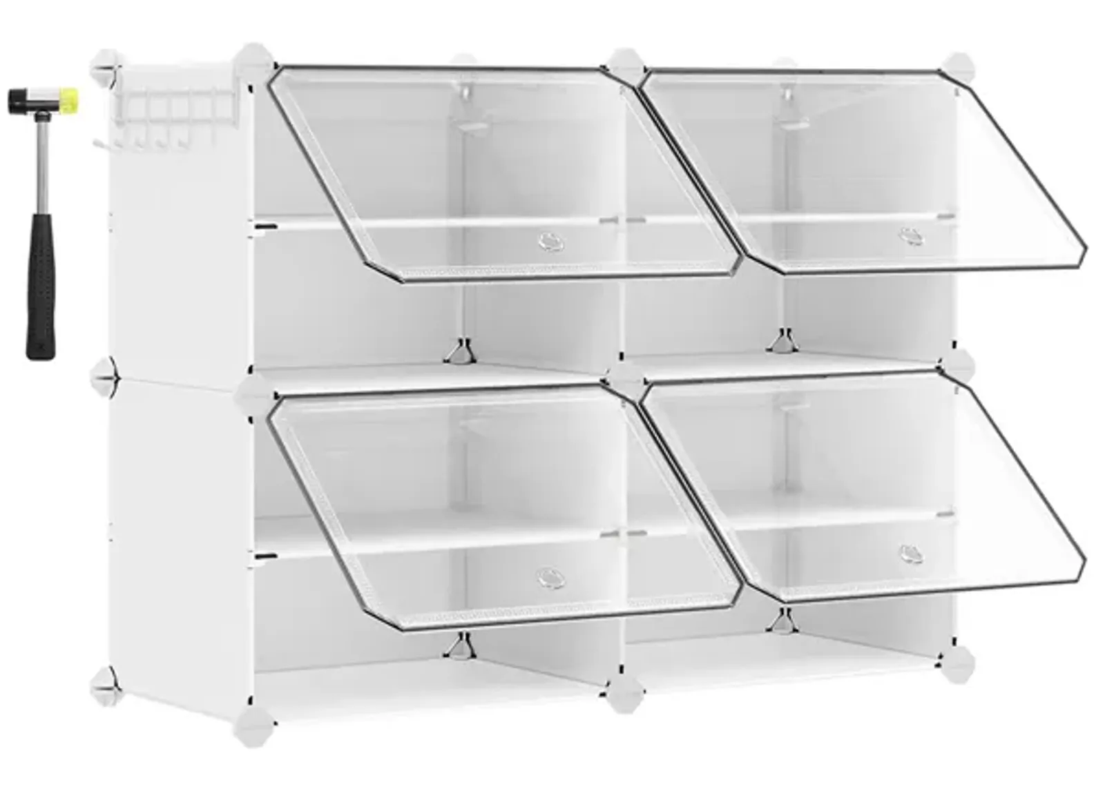 4-Cube Plastic Shoe Rack with Doors for Compact and Organized Storage