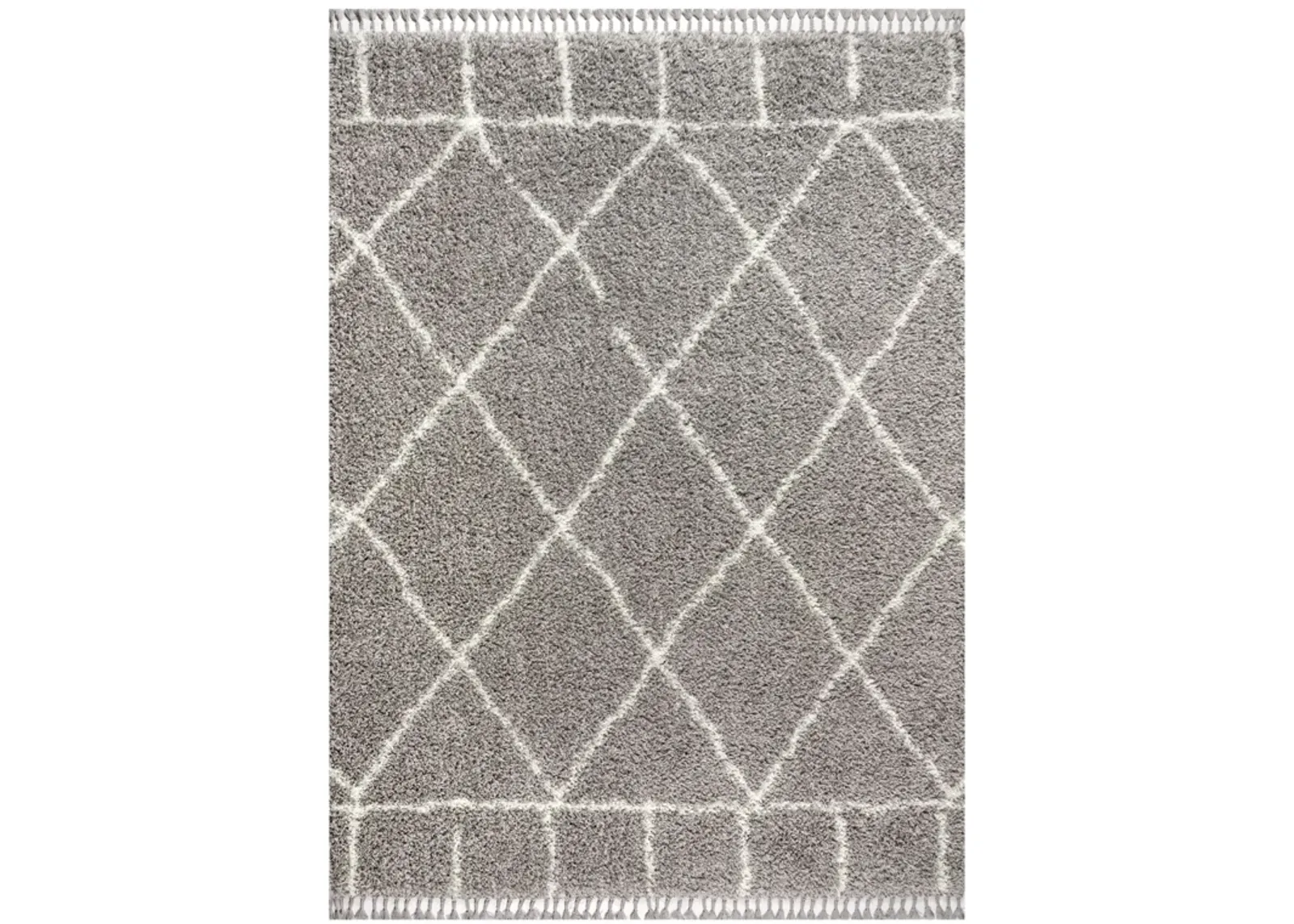 Mercer Shag Plush Tassel Moroccan Geometric Trellis Area Rug