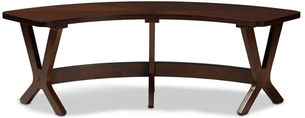 Baxton Studio Berlin Mid-Century Modern Walnut Finished Wood Curved Dining Bench