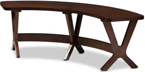 Baxton Studio Berlin Mid-Century Modern Walnut Finished Wood Curved Dining Bench