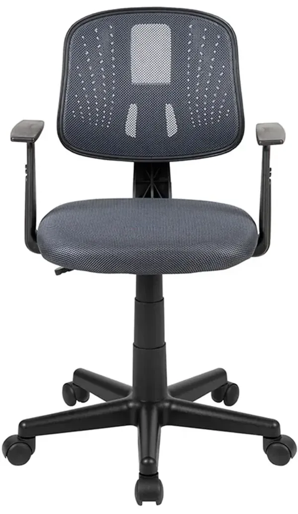 Flash Fundamentals Mid-Back Gray Mesh Swivel Task Office Chair with Pivot Back and Arms