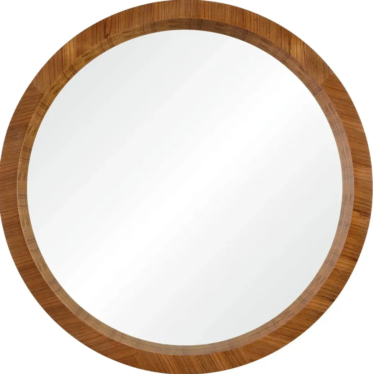33" Walnut Brown Wooden Framed Round Wall Mirror