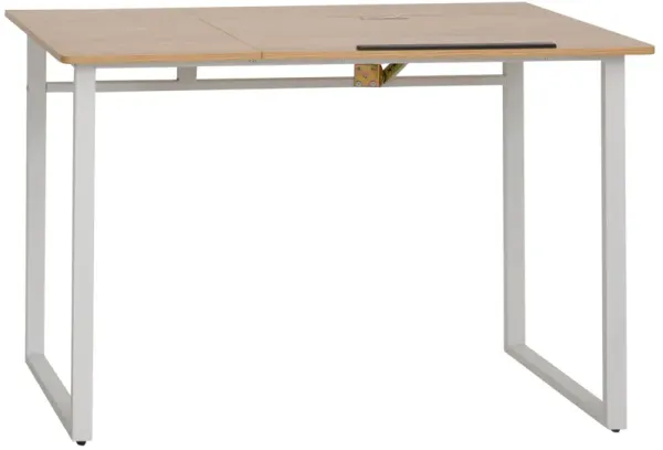 Modern Oak Flexibility: Adjustable Tabletop Home Office Desk