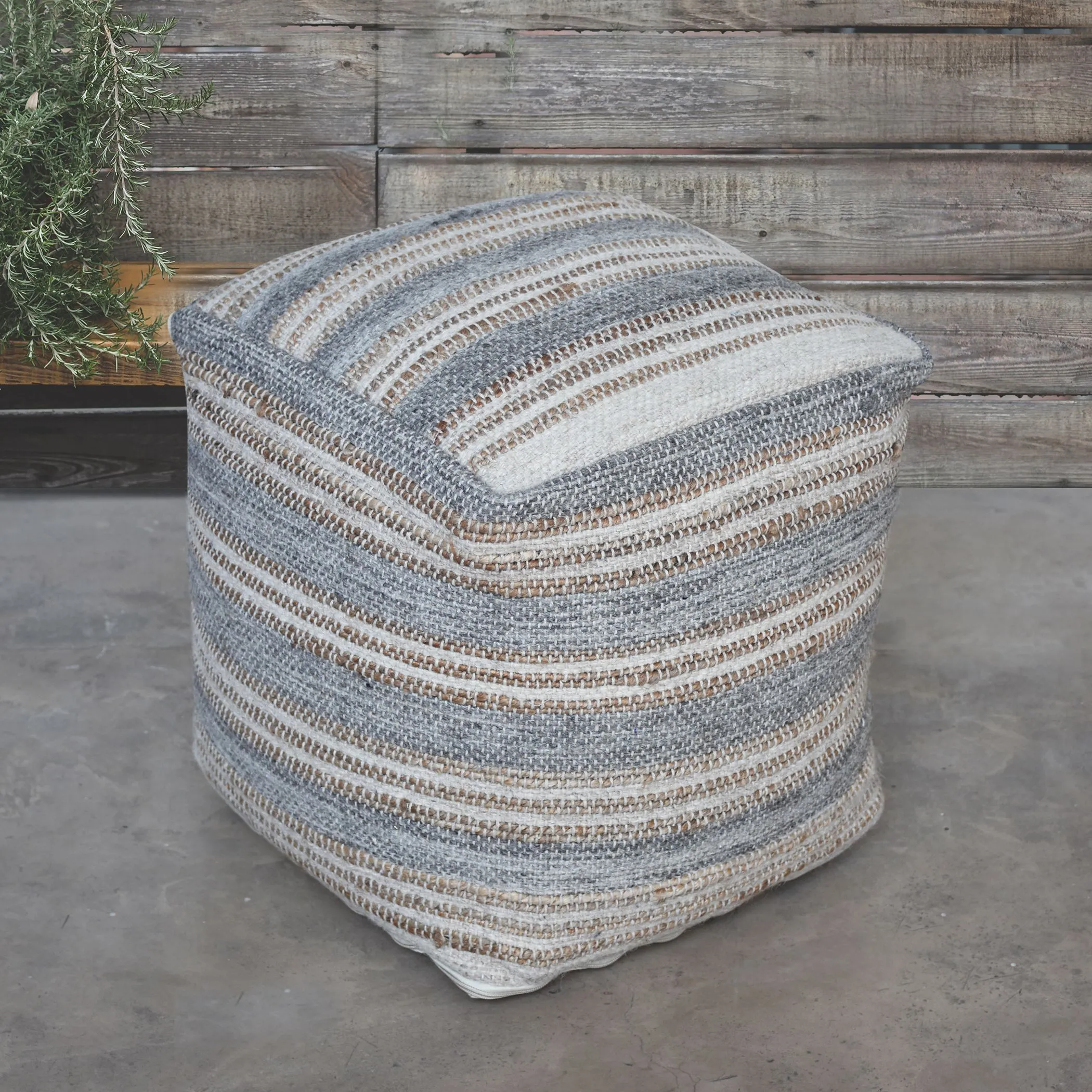 Uttermost Mesick Handwoven Gray Pouf