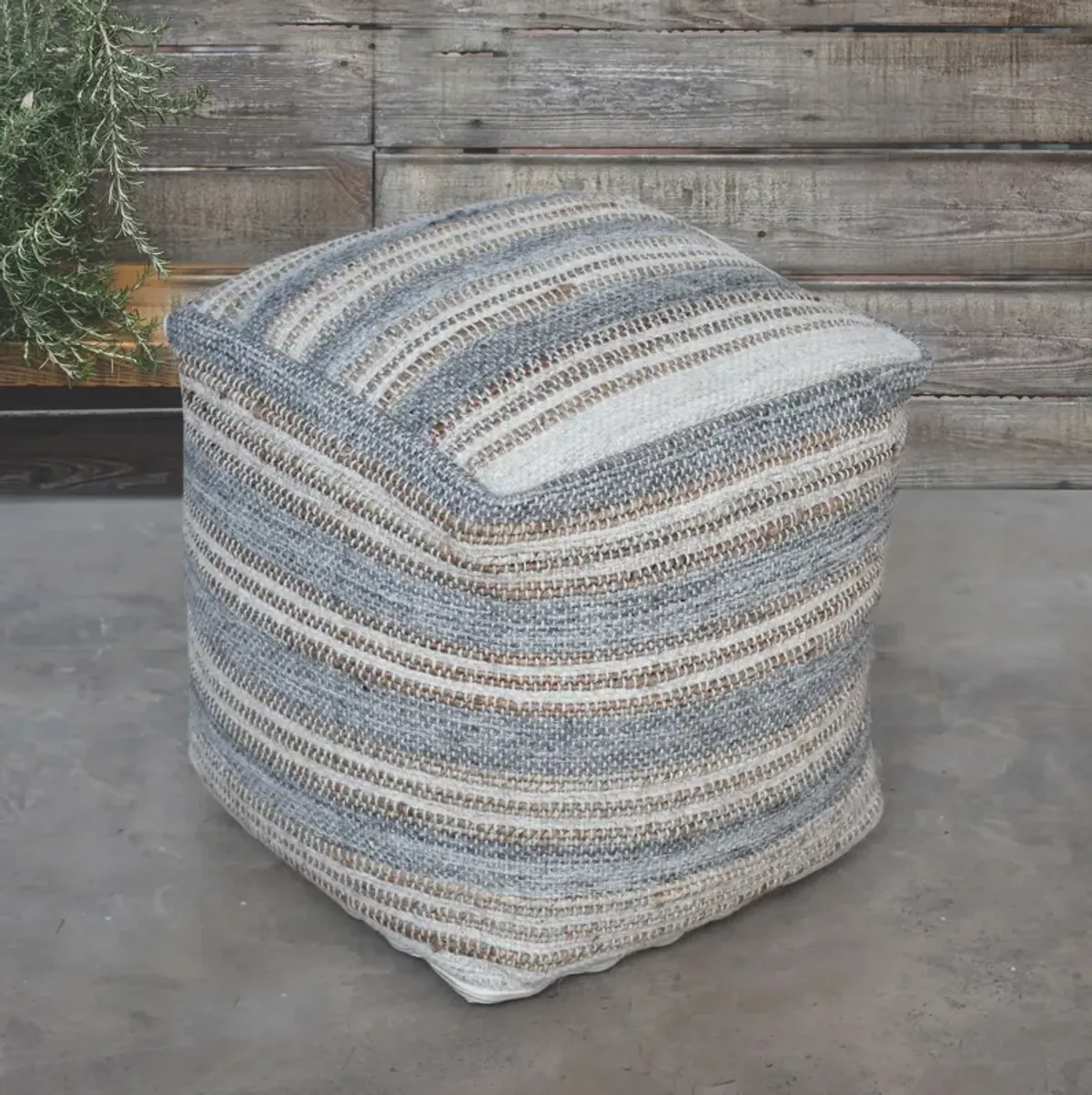 Uttermost Mesick Handwoven Gray Pouf