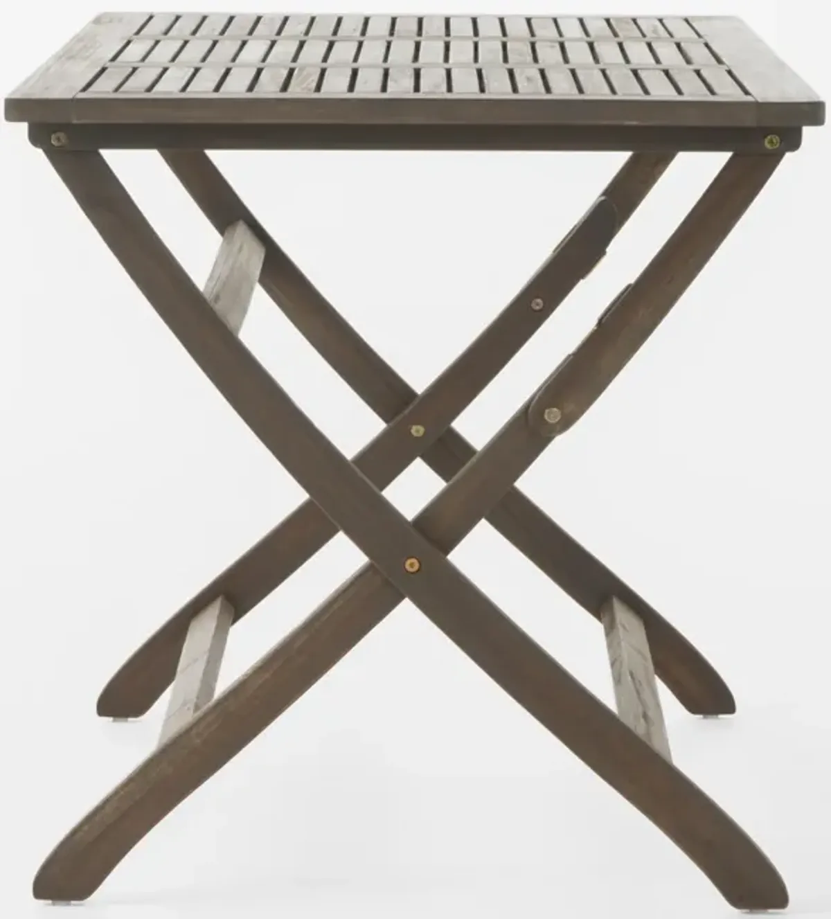 Cami Outdoor Foldable Bistro Table, 44in Rectangular Gray Acacia Wood - Benzara