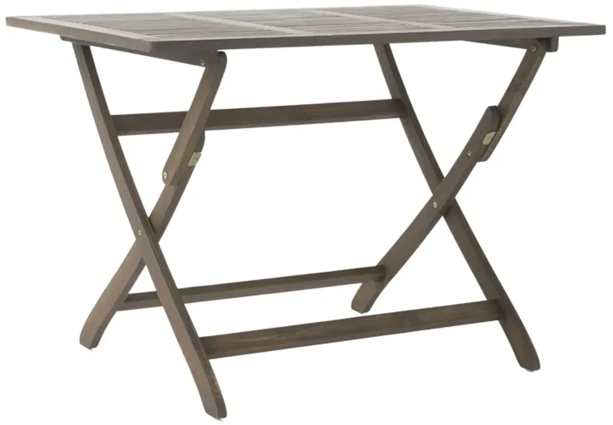 Cami Outdoor Foldable Bistro Table, 44in Rectangular Gray Acacia Wood - Benzara