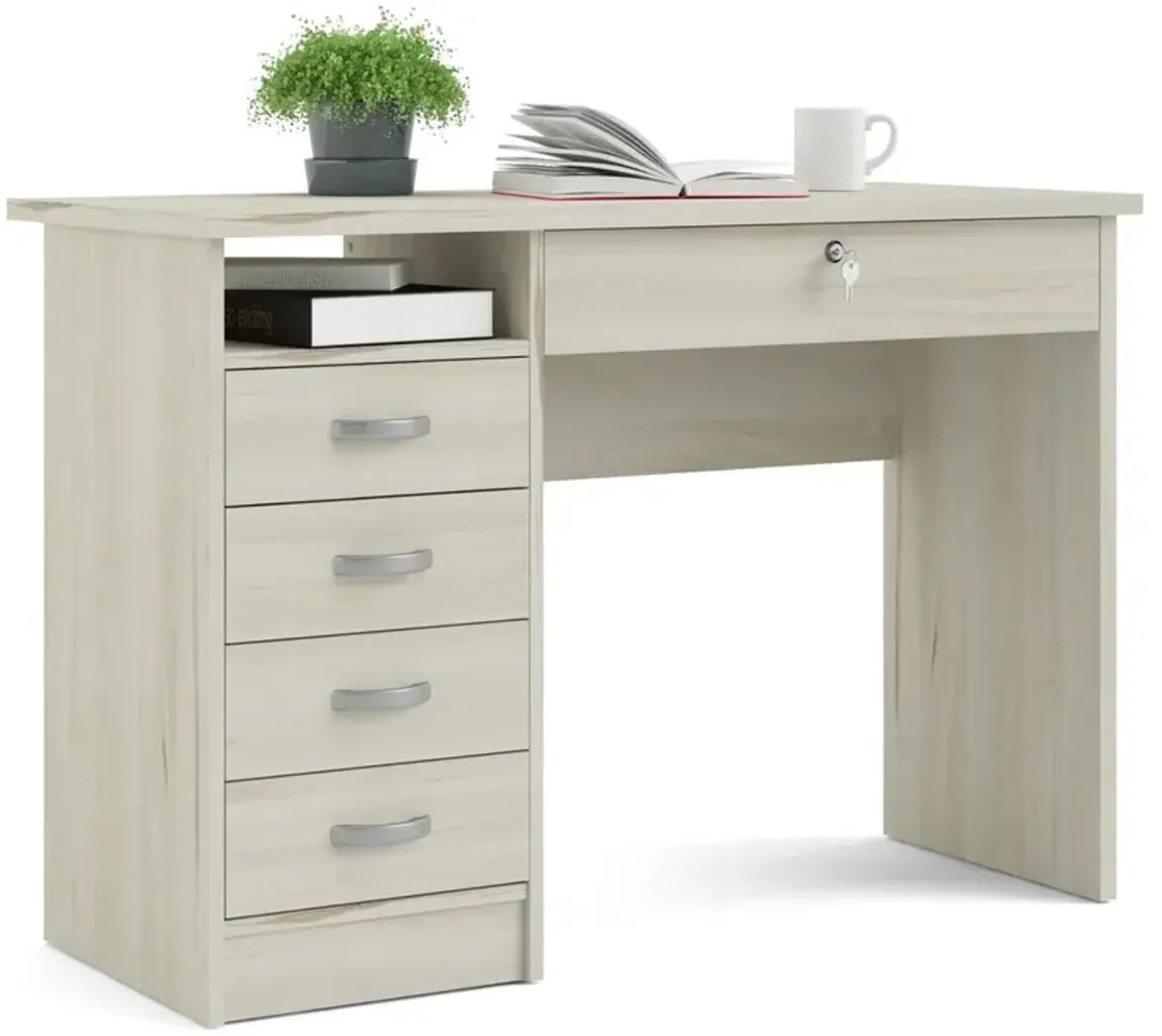 Tvilum Walden Desk with 5 Drawers, Light Woodgrain