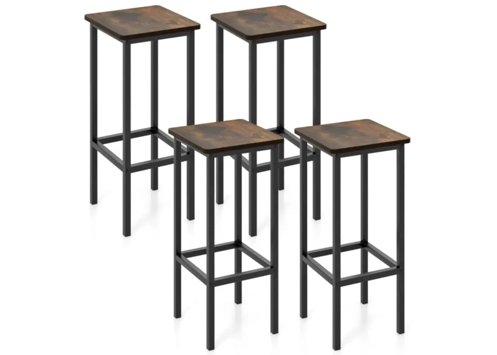 Hivvago Set of 4 Bar Stool Set 26" Bar Chair with Metal Legs and Footrest