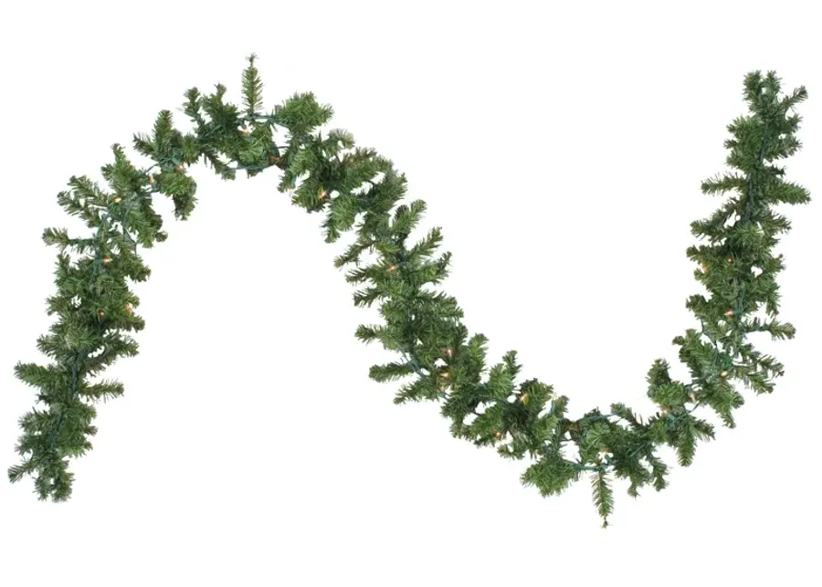 9' x 8" Pre-Lit Canadian Pine Artificial Christmas Garland  Clear Lights