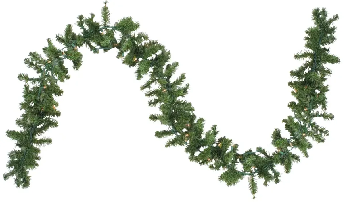 9' x 8" Pre-Lit Canadian Pine Artificial Christmas Garland  Clear Lights