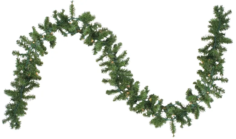 9' x 8" Pre-Lit Canadian Pine Artificial Christmas Garland  Clear Lights