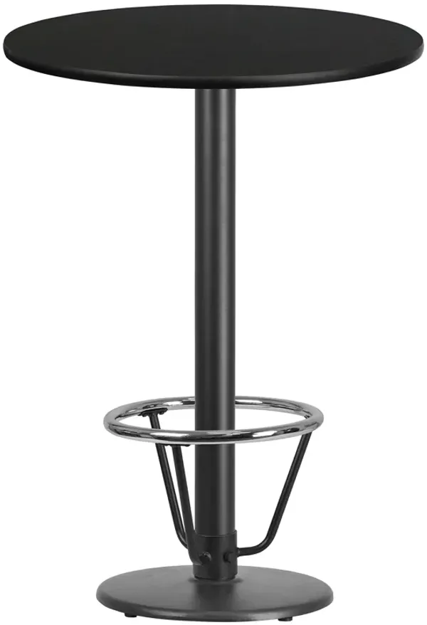 Flash Furniture 30'' Round Natural Laminate Table Top with 18'' Round Bar Height Table Base and Foot Ring