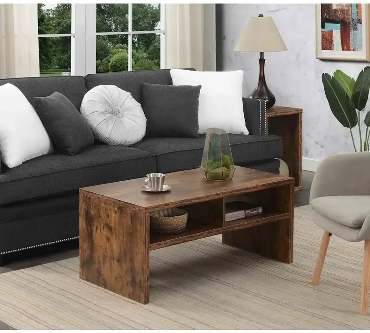 Convenience Concepts Northfield Admiral Deluxe Coffee Table with Shelves, Barnwood