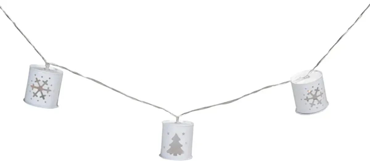 10 B/O LED Warm White Metal Lantern Christmas Lights - 6.25' Clear Wire