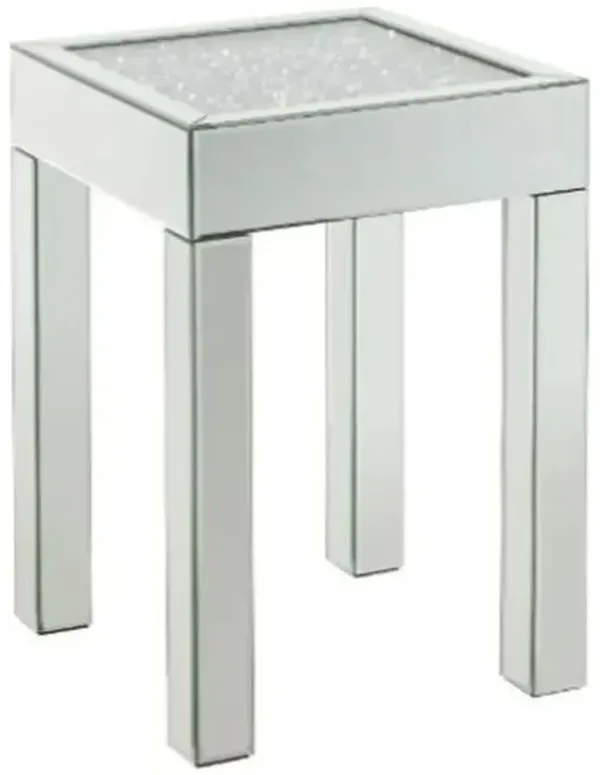 Hivvago 24" Silver And Clear Glass Square Mirrored End Table