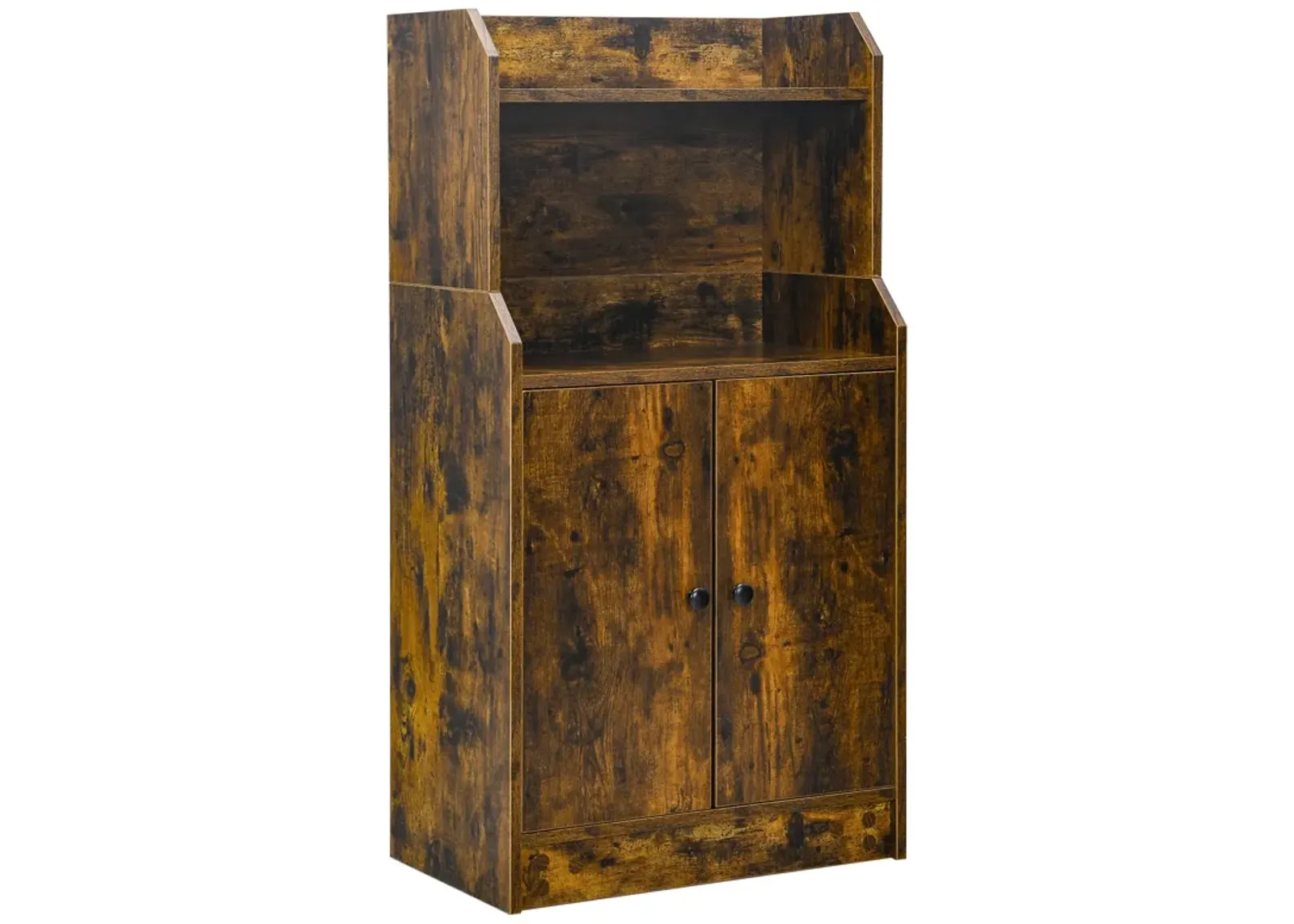 Storage Cabinet Bookcase with Doors and Display Shelf-Rustic Brown