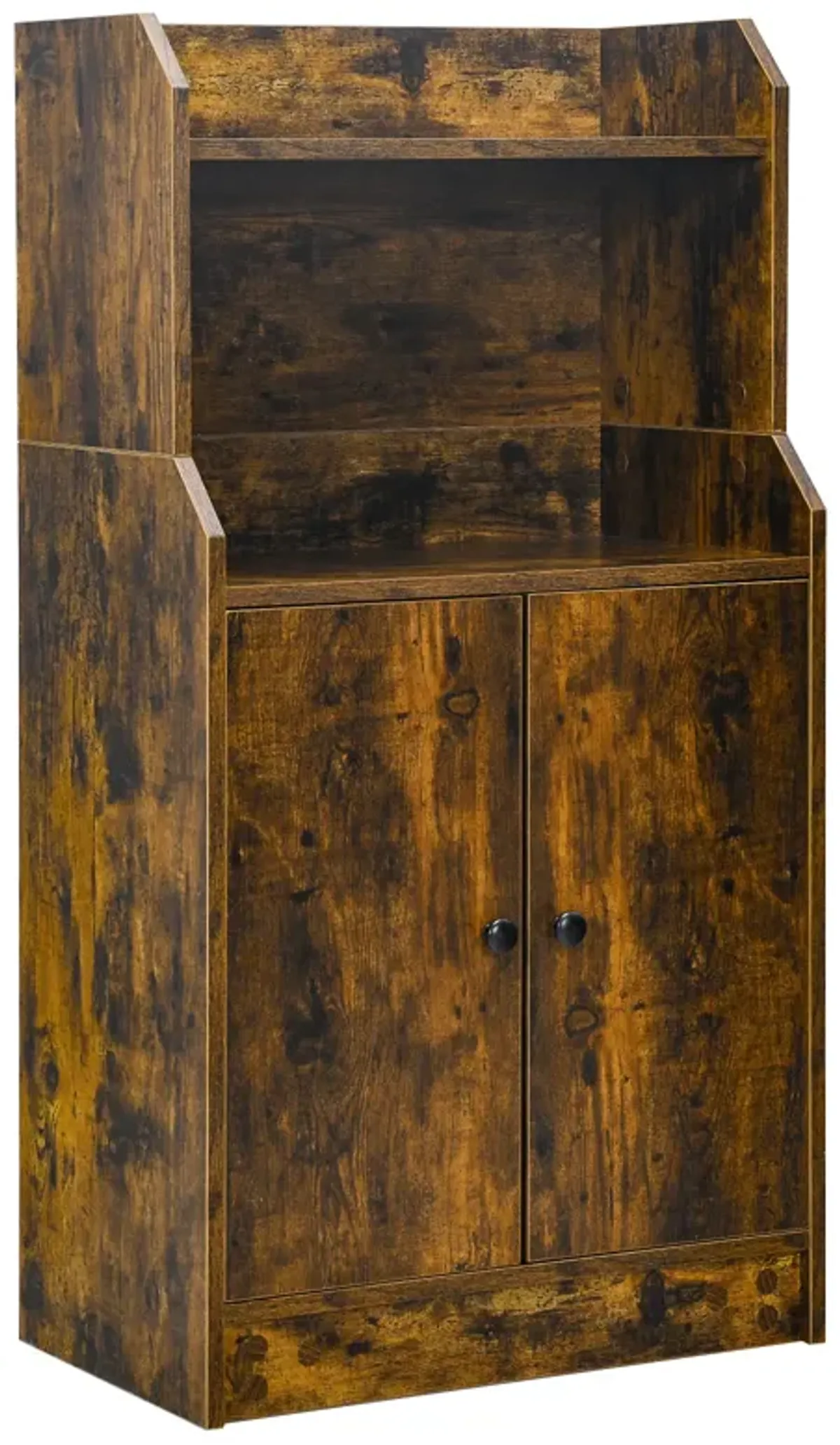 Storage Cabinet Bookcase with Doors and Display Shelf-Rustic Brown