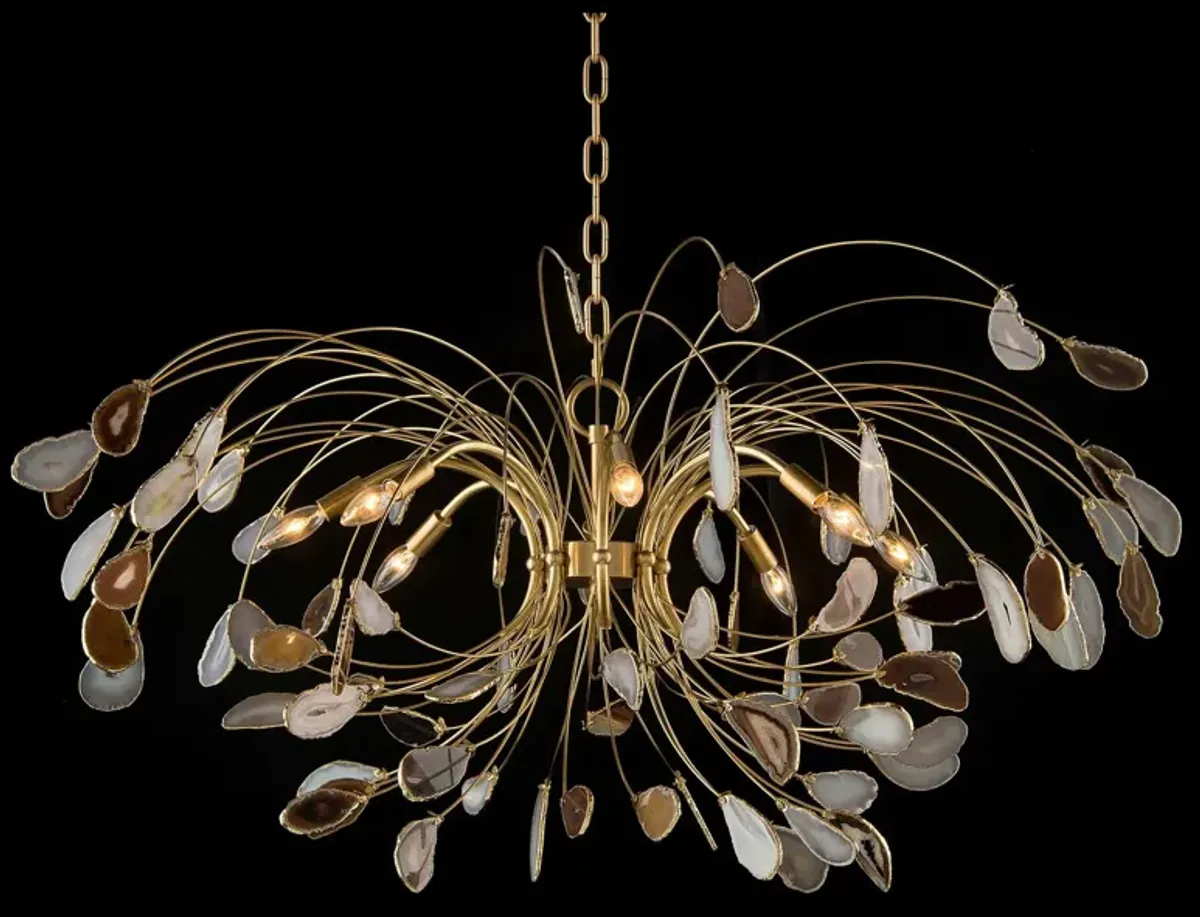 Agate And Brass Eight-Light Chandelier