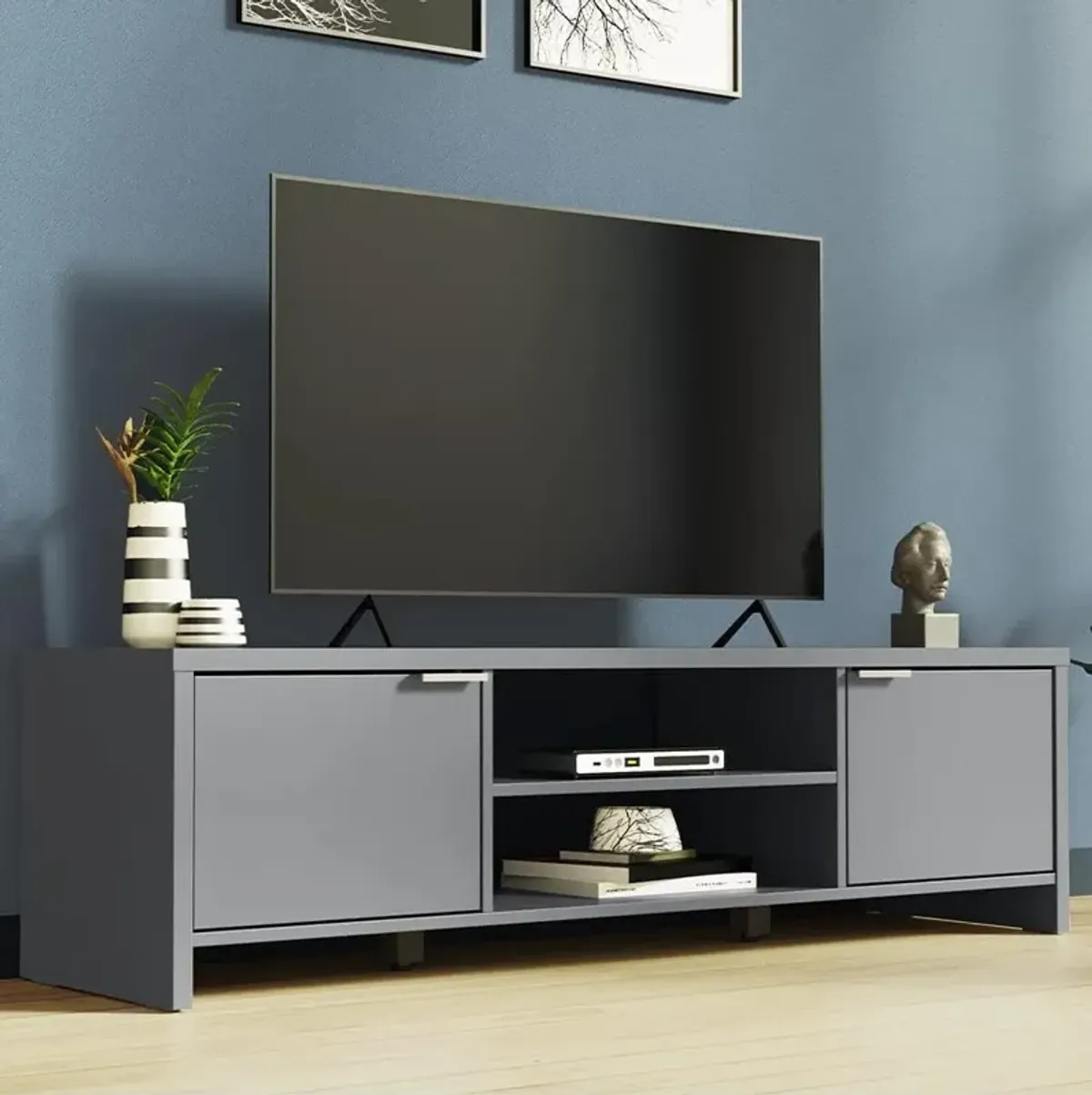 Grey 65 Inch Media Storage Gaming Media Console