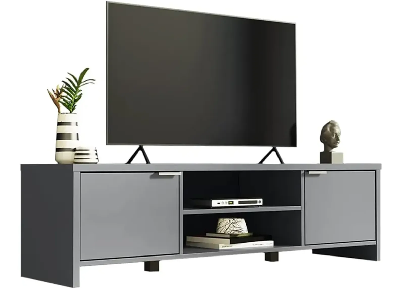 Grey 65 Inch Media Storage Gaming Media Console