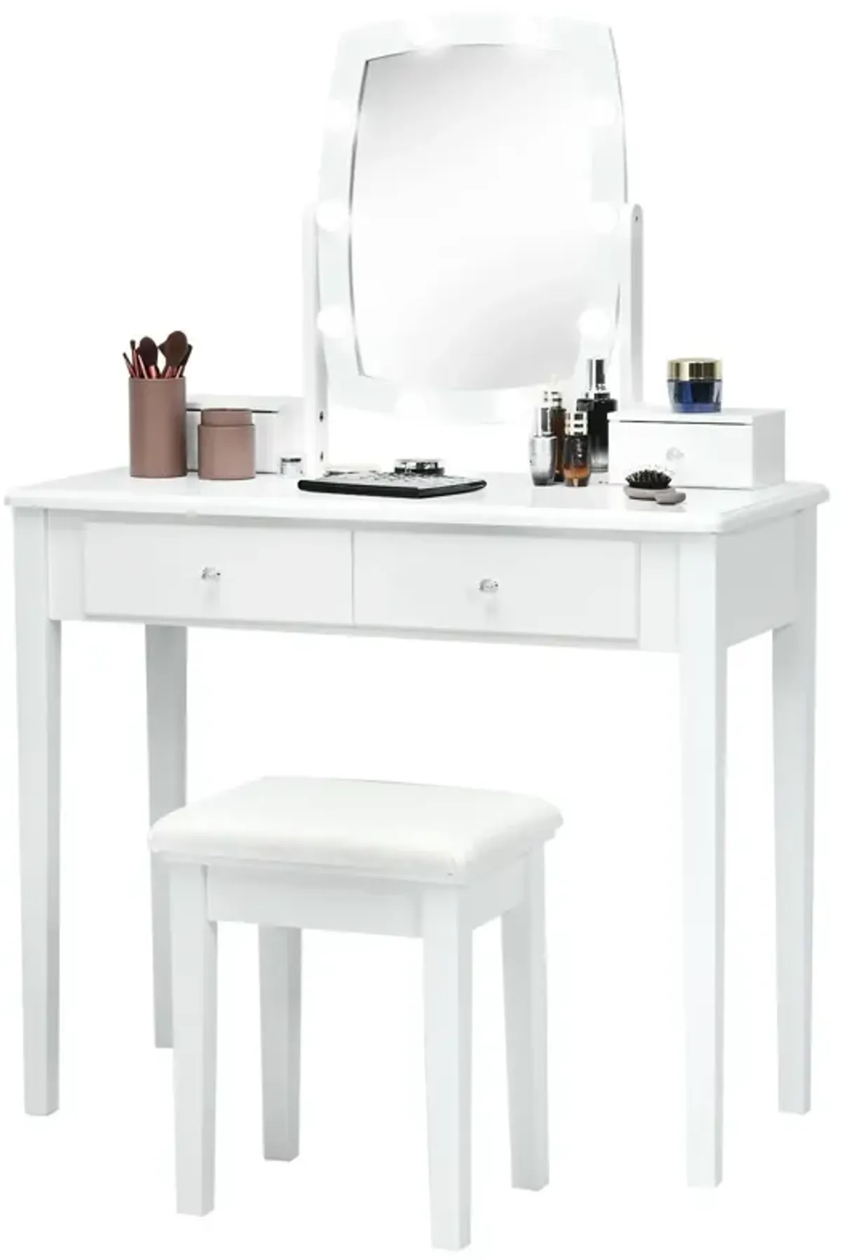 Vanity Table Set with Lighted Mirror for Bedroom and Dressing Room